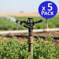 Aspersor de irrigação agrícola circular em latão com bico de 3/4" | Pacote com 5 aspersores com alcance de 13 a 18 m | Aspersor