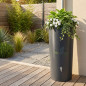 Deposito de agua de lluvia 350 litros con Macetero | Deposito Agua Diseño 62x150 cm | Bidon Agua Gris Decorativo