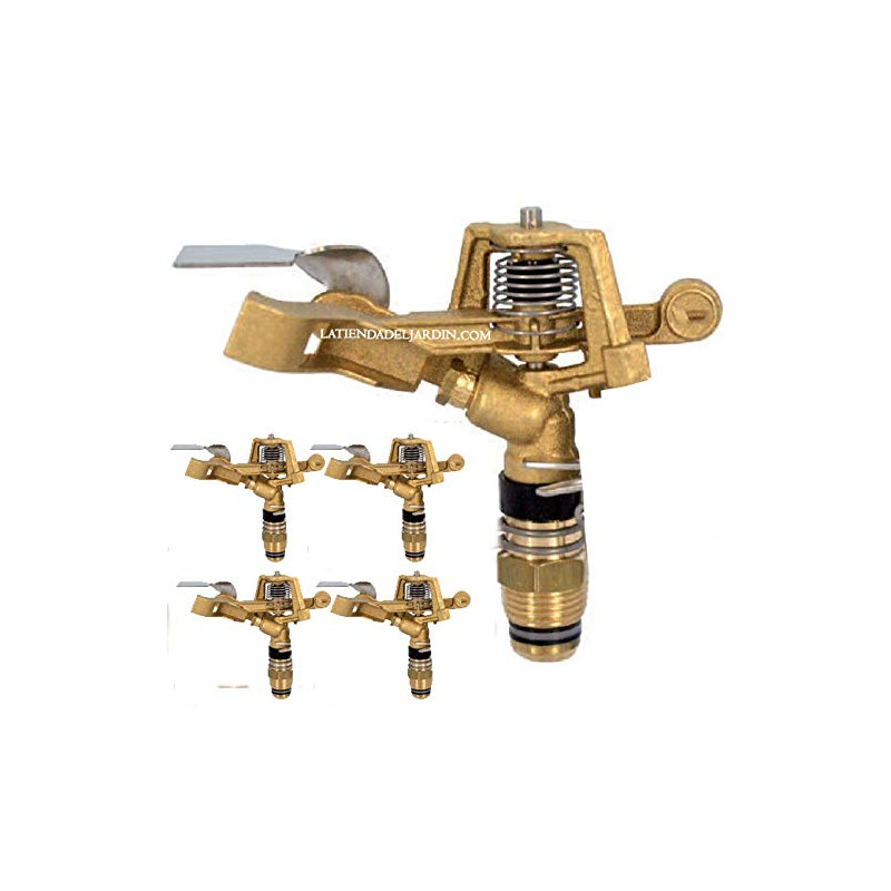 Lot de 5 Arroseur à pulsation, arroseur de pelouse, Arroseur circulaire agricole arrosage 1/2'' en laiton 28º, portée 9 à 14 m