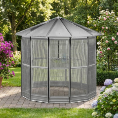 Volière galvanisée à 12 côtés 232x255 cm | Grande cage à oiseaux | Volière pour perroquets, canaris, calopsittes, aras et autr