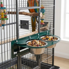Alimentador giratório para papagaios com 2 tigelas, 40 x 17 x 10,5 cm | Prático e fácil de usar
