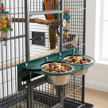 Comedero giratorio para loros con 2 recipientes, 40 x 17 x 10,5 cm | Práctico y fácil de usar