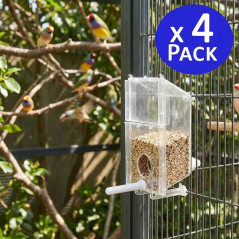 Mangeoire à trémie en plastique pour oiseaux 250 g | Lot de 4 mangeoires pour cage