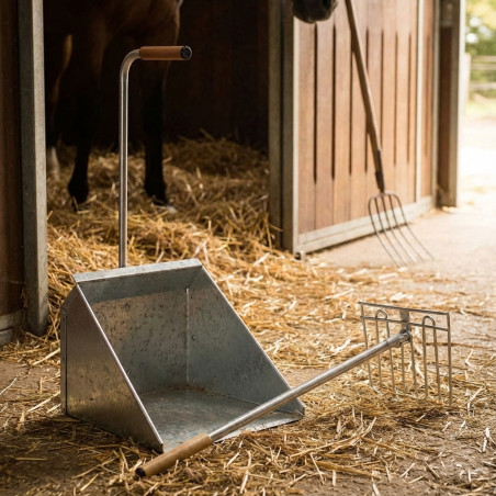 Manure Collector with Rake | Industrial Metal Collector | Metal Animal and Farm Manure Collector