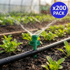 Set di 200 Micro Irrigatore a 180º - Ugelli di spruzzatura a 180º per idroponica, rifrazione, mini irrigatore d'acqua 1 a 1,5 m