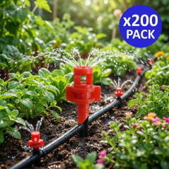 Lot de 200 Arroseur d'irrigation 360º - Buses de pulvérisation à 360º pour hydroponique, réfraction, mini arroseur d'eau 1 à 1,5