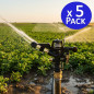 Verstellbarer 3/4"-Landwirtschaftsregner | 5er-Pack Regner mit einer Reichweite von 12 bis 19 m | Sektor-Gartenregner