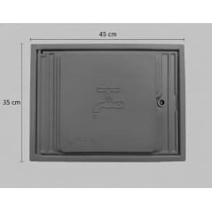 Porte comptoir d'eau en polypropylène gris haute résistance, montée sur cadre mural, 35x45cm