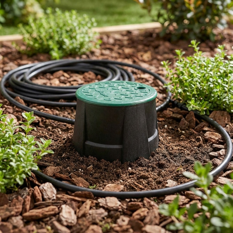 Circular irrigation valve box for one valve, 16x20x24 cm