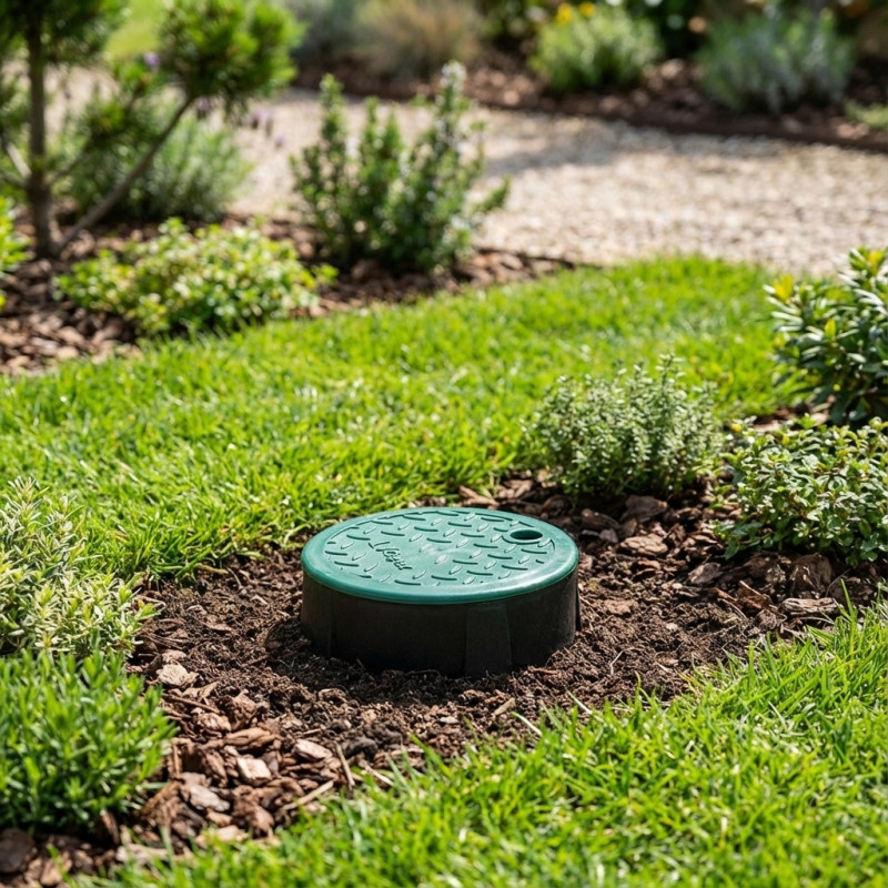 Irrigation Riser Box Circular irrigation valve box for one valve, 16x20x24 cm