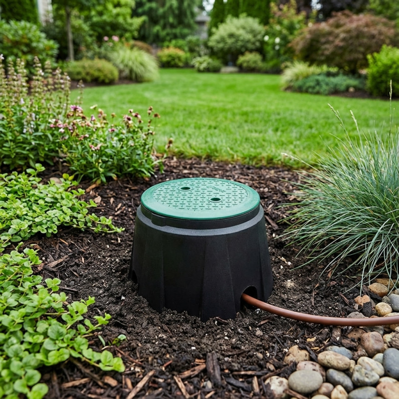 Irrigation Riser Box Garden Irrigation Box 24x33x26 cm | Circular Irrigation Box