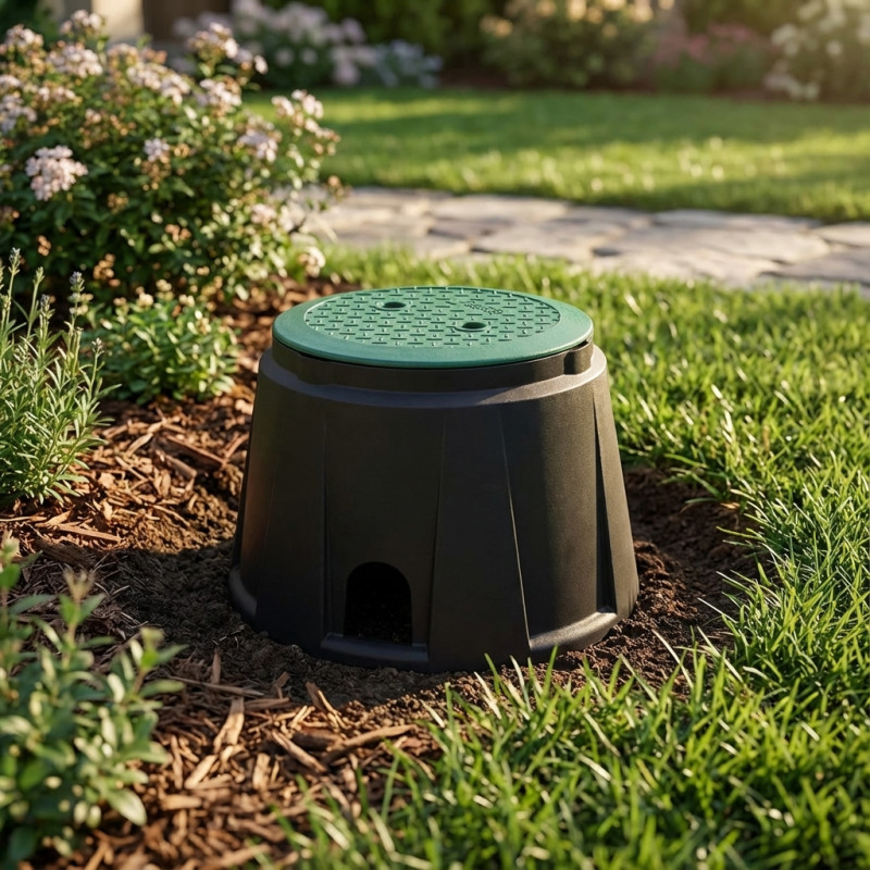 Irrigation Riser Box Garden Irrigation Box 24x33x26 cm | Circular Irrigation Box
