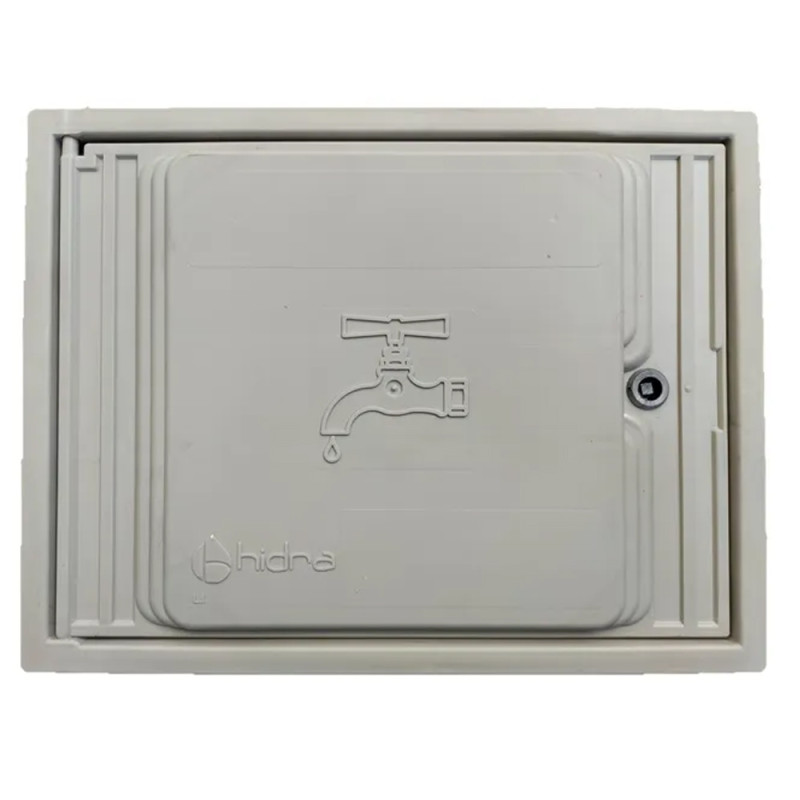 Sportello per contatore dell'acqua in polipropilene grigio 35x45 cm | Coperchio con telaio per montaggio a filo