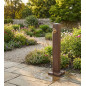Decorative Garden Fountain with Dark Wood Effect + Tap, 100cm Height | Rustic Water Feature for Outdoor Decoration