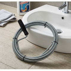 Desentupidor de canos manual com manivela, 3m x 9mm - Solução eficaz para desentupir encanamentos.