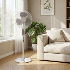 Ventilatore da Terra 16'' 45W con 3 Velocità e Altezza Regolabile, grigio. Facile da usare e montare