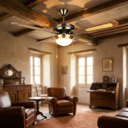 Ventilateur de plafond classique avec lumière et télécommande 52'' 132 cm, 4 pales et 3 vitesses