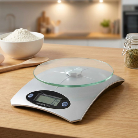 Bilancia da cucina in acciaio inox, con ciotola removibile da 1L. Carico massimo 5 kg - 1 g