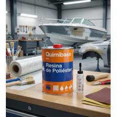 Kit de réparation en Résine Polyester 1 kg (Résine 750 g + Tissu en fibre de verre 1 m2 Mat-300 + Catalyseur de peroxyde 20 g)