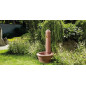 Fontaine décorative de jardin, imitation pierre rougeâtre naturelle, 100 x 54 x 54 cm | Point d'eau pour la décoration extérieur