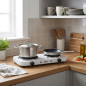 Hornillo Electrico 2 Fuegos | Placa de Cocina Electrica 2000W 2 quemadores | Cocina Portatil 50x29 cm | Cocina Camping