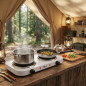 Réchaud électrique à 2 brûleurs | Plaque de cuisson électrique 2000 W | Réchaud portable 50 x 29 cm | Réchaud de camping