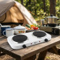 Réchaud électrique à 2 brûleurs | Plaque de cuisson électrique 2000 W | Réchaud portable 50 x 29 cm | Réchaud de camping