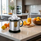 Spremiagrumi Elettrico 40W 1,2L in acciaio inox - Spremiagrumi per frutta, braccio a leva, senza BPA, cono rotante