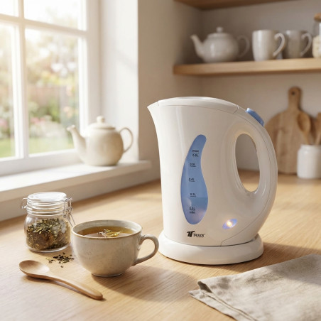 Bouilloire électrique blanche 0,6 litres 600W, sans fil, résistance en acier inoxydable