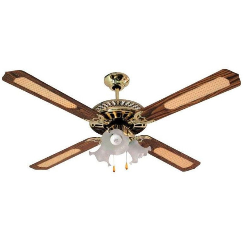 Ventilador de Techo Clasico 132 cm 45W 3 Velocidades Thulos | Ventilador 4 Aspas con Luz para el Hogar