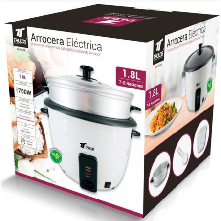Thulos 1,8 Liter 700 W Elektrischer Reiskocher | Reiskocher für 7–8 Portionen | Professioneller Reiskocher