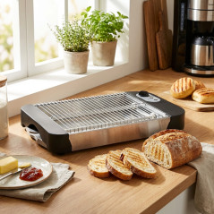 Tostapane Piano per tutti i tipi di Pane 600 W di potenza. Timer per doratura a 6 livelli
