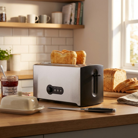 Tostadora de Pan 1600W | Tostador 2 Rebanadas | Tostador con 3 Funciones | Tostadora Barata con Temporizador