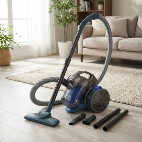 Aspirador multiciclónico sin bolsa 700W Azul, potente y compacto para una limpieza eficiente