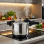 Autocuiseur 6 litres en Acier Inoxydable, Casserole Induction et à Gaz, Couvercle à Ouverture Facile
