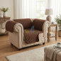Housse réversible pour fauteuil 1 place, marron et beige, housse de canapé, protection efficace