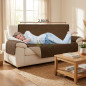 Funda protectora de sillón reversible 3 plazas marrón y beige, funda para sofá, protección duradera