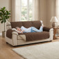Funda protectora de sillón reversible 3 plazas marrón y beige, funda para sofá, protección duradera
