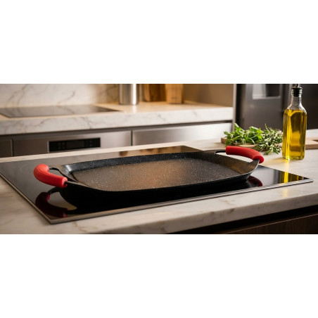 Plancha de Cocina con Revestimiento de Piedra 36cm | Sarten Grill para Cocinas de Induccion, Vitroceramica, Gas