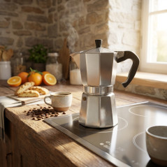 Kaffeemaschine aus Aluminium | Italienische Kaffeemaschine für 9 Tassen, geeignet für Induktion | Espressomaschine | Für alle He