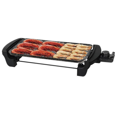 Chapa antiaderente de 1600 W | Placa de grelha Rockstone 40 x 20 cm | Resistente a riscos | Grelha elétrica para cozinha