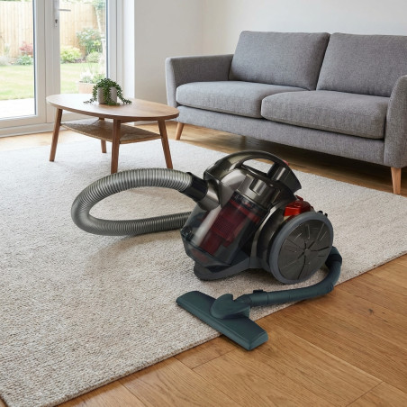 Aspirateur sans sac TH-VC1006R - Aspirateur au format compact avec filtre hygiénique, 700W rouge