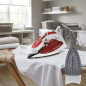2200W steam iron, red ceramic coated soleplate, wrinkle-free ironing