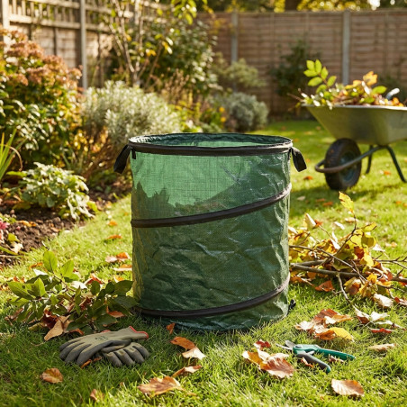 Saco de basura de jardín 46x47 cm 115 litros para hojas y desechos de jardín, Bolsas de Hojas Plegable, Bolsas de Jardinería