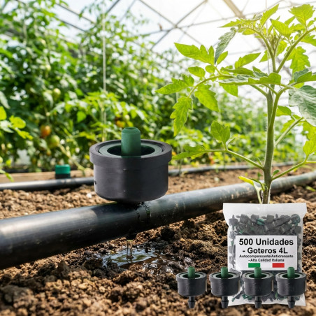 Pack of 500 4-Liter Non-Draining and Self-Compensating Irrigation Drippers - For Drip Irrigation