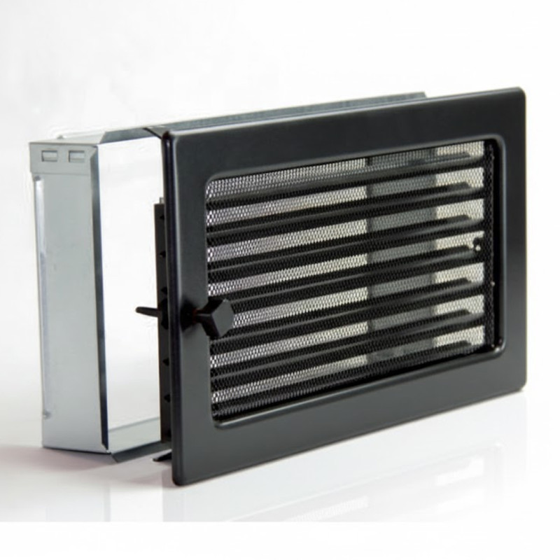 Grelha ajustável com pré-moldura 30x17cm Preta para Ar Condicionado e Ventilação