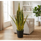Planta Língua de Tigre Artificial Bicolor, 105 cm, com Vaso | Plantas de Plástico para Decoração de Jardins Internos e Externos