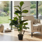 Ficus Lyrata Artificial 120 cm com Vaso | Plantas de Plástico para Decoração de Jardins Internos e Externos