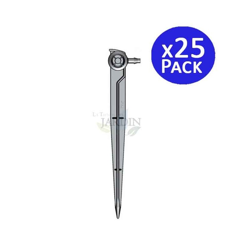 Self-compensating dropper with stake. Self-compensating dropper with stake.