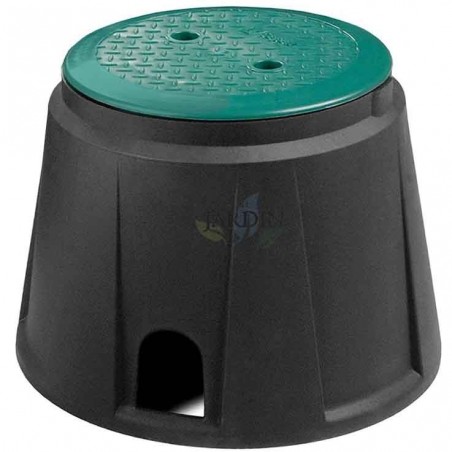 Circular irrigation box for two irrigation valves, 24x33x26 cm